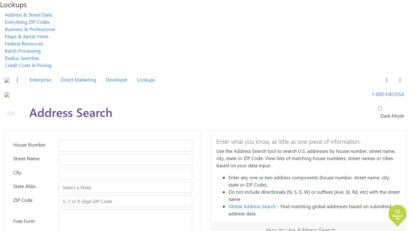 Address Search Tool | Melissa Lookups